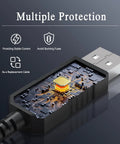 Close-up of Replacement Radar Detector Cable USB to RJ11 Power Cord 5 Feet Long showing internal circuitry and multiple protection features