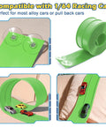 Awesome Flexible Race Track For Kids 3 Plus 15 Foot Roll Up Car Track With Strong Suction Cups Compatible With Diecast One Sixty Fourth Scale Cars And Monster Trucks Easy Roll Up Ramp Snaps Together For Big Time Races shown with track details.