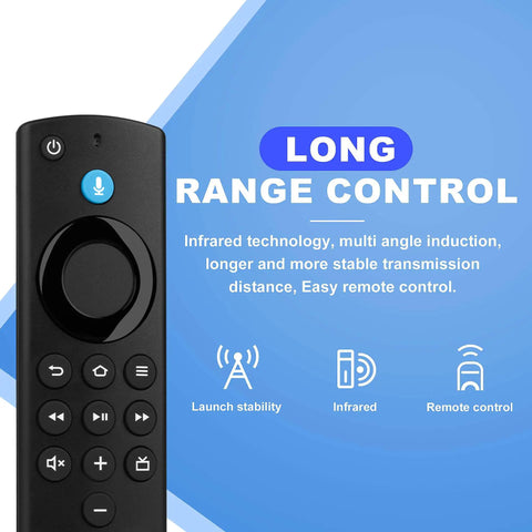 Remote Control For Fire TV Stick Lite And 4K Smart TV Sticks And Cubes With Voice Control No-Fuss Setup alongside range control text