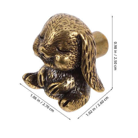 Rabbit Cabinet Knob Metal Pull Cute Bunny Door Handle For Kitchen Cabinets, Vintage Brass Cupboard Pull, Whimsical Bunny Hardware For Furniture