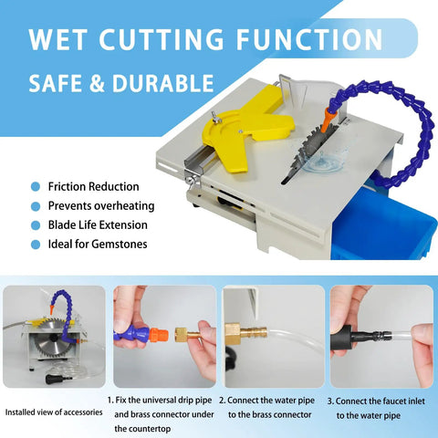 All In One Lapidary Saw Machine For Jewelry Making With 750W Power, Mini Table Rock Saw with wet cutting function and accessories
