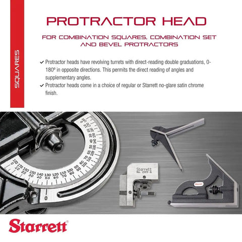 Reversible Protractor Head For Combination Squares And Bevel Protractors With Black Wrinkle Finish, tool images and specifications.