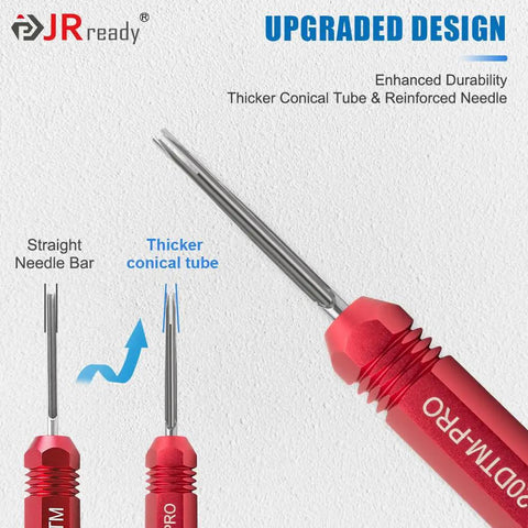 Deutsch Pin Removal Tool For DT DTM DTP DTHD And HD Series Connectors with thicker conical tube and reinforced needle.