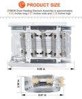 Hot Shot Dryer Heating Element Replacement 279838 product dimensions and heating coil detail, compatible with Whirlpool Kenmore.