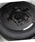 Spare Tire Bolt Retainer Clamp for Cars and Trucks Plug and Play Easy to Install shown securing a spare tire in trunk