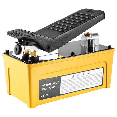 10,000 PSI Air Hydraulic Pump With Aluminum Shell, Foot Treadle Actuated, 0.42 Gal Reservoir, NPT 3/8 Inch Outlet, NPT 1/4 Inch Inlet, Beefy Shop Ready Auto Repair Frame Machine And Hydraulic Press Workhorse