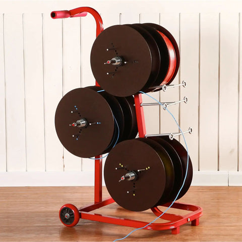 Transportable Wire Spool Rack Dispenser With 8 Rods Multi Spool Organizer in metal frame and ABS construction for wire management