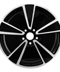 Freshly Refinished 19 Inch OEM Wheel For Tesla Model S Aero Rim Replacement Fits 2014 And 2015 Models top view showing glossy black finish.