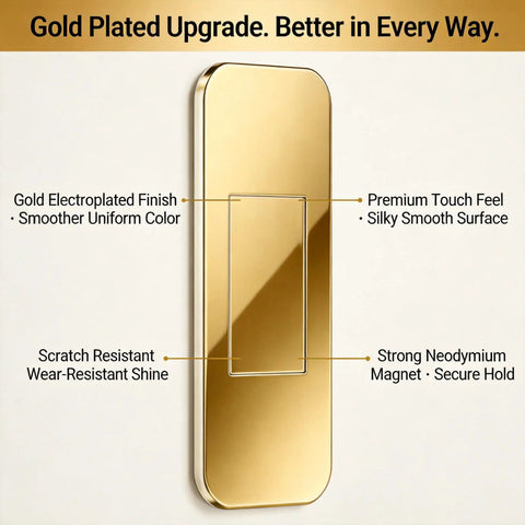 Close-up of Six Pairs Gold Magnetic Cabinet Door Catch set showing gold plating, secure neodymium magnet, and silky surface.