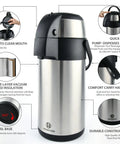Beast Of A 3 Liter Stainless Steel Coffee Carafe Airpot With Triple Wall Vacuum Insulation Keeps Coffee Hot 12 Hours And Cold 24 Hours