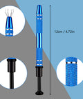 Three Piece Pro Grade Jewelry Ball Grabber Tool Set with four prong precision pickup, blue metal, showing 12cm length