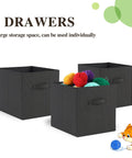 Three black drawers from Six Cube Storage Organizer With Three Extra Drawers, Dope Sturdy Modular Shelves For Bedroom Living Room Home Office