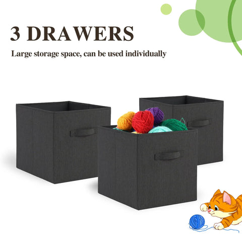Three black drawers from Six Cube Storage Organizer With Three Extra Drawers, Dope Sturdy Modular Shelves For Bedroom Living Room Home Office