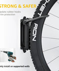 Close-up of Swivel Bike Wall Mount 4 Pack Space Saving Vertical Bike Rack with bike wheel attached, demonstrating easy install.
