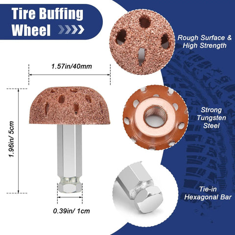 All In One Tire Patch Kit 24 Plus 3 Pieces For Puncture Repair With 36 46 60 Mm Patches, Patch Plug Tool, Roller Tool, Buffing Wheel, And Hex Shank Drill Bits, Leakproof, Heavy Duty, Easy At Home Tire Repair tire buffing wheel with tungsten steel and hex shank.