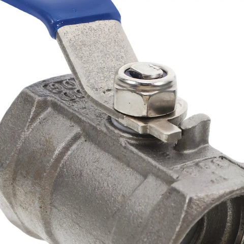 Close-up of Premium Stainless Steel Ball Valve With Internal Thread Manual Shutoff for Residential Plumbing Leak Free Male Threaded Pipe Connector.
