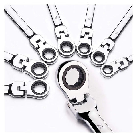 Pro Grade Beefy Ratchet Spanner Set With Universal Socket Wrenches, 12 Piece Car Repair Hand Tool Kit, Heavy Duty Steel With Anti Rust Finish