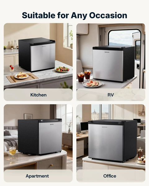 Compact Upright Freezer Delivering 1.1 Cu Ft Of Legit Cold Storage perfect for offices, RVs, apartments and kitchens.