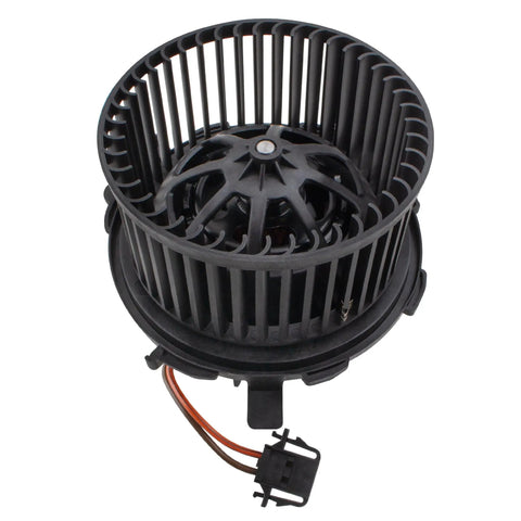 Heavy Duty Front Heater Motor AC Blower Assembly With Fan Cage For Audi A4 A5 Q5 S4 S5 Quattro 2008 2016 top view showing fan cage and motor.