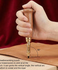 Adjustable Leather Hole Punch Boasts A Comfy Wooden Handle And Six Swappable Brass Inserts Spanning 1.5mm To 4mm, setting up fast for reliable belt work.