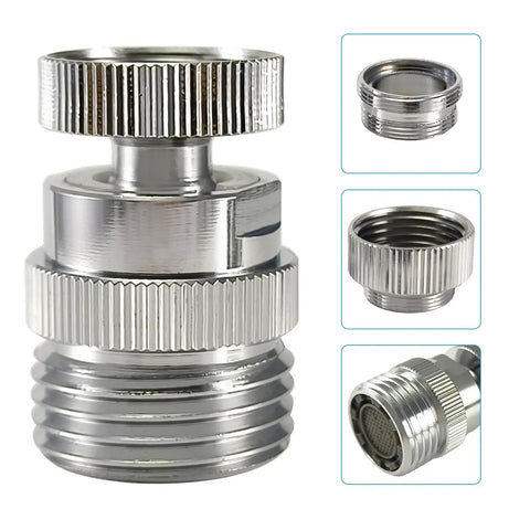 Brass Faucet Adapter With Aerator for Garden Hose, 360 Degree Swivel Sink to Hose Connector, Sturdy Chrome Plated Water Tap Adapter for Indoor and Outdoor Use, Easy Install and Leak Free, chrome brass threaded adapter