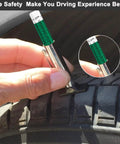 Go To Tire Tread Depth Gauge Set Color Coded For Quick Read In One Thirty Second Inch Increments Pack Of Two Reusable Sturdy Tool For Car Maintenance And Tire Health; hand measuring tire tread in 1/32-inch increments