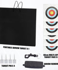 Archery Target For Backyard Practice 19.7 Inch Square 2 Inch Thick Foam Target with accessories including target paper and pins.
