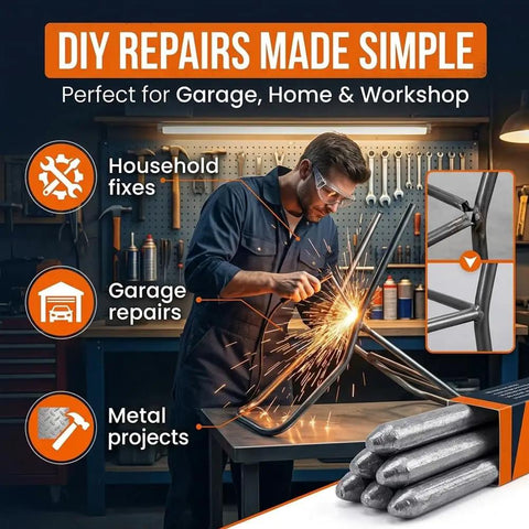 Low Temp Welding Rod Set for Aluminum, Copper, Stainless Steel and Iron – Universal, Flux-Free, Easy Melt Brazing Wires for DIYers and Pros, 30 Pieces in use for repairs