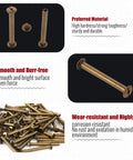 Heavy Duty Chicago Binding Screws Featuring Phillips Head Nuts For Rock Solid Leather Crafting And Scrapbooks Hella Simple Quick Swap Bronze Steel Posts Great For Diy Makers Looking For Snappy Reliable Fasteners In A 50 Piece Lot, showing individual screws and a pile of screws.