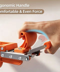 Hand End Trimmer For Edge Banding, 180 Degree Foldable Veneer Cutter, Pro Grade Precision Tool For PVC Melamine And Laminate, Trims 1 To 3mm Edge Banding On Curved Or Straight Surfaces, Ideal For Woodworking, orange ergonomic handle in hand