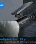 Solar Motion Flood Security Lights Outdoor Waterproof Aluminum Case With PIR Sensor And 1400LM, mounted in rain