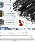 Beefy Heavy Duty Metal Zip Tie Gun Set With Stainless Steel Tool, 150 Black Metal Cable Ties shown in various applications