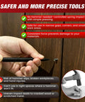Hand using Two Piece Spring Loaded Nail Setter And Hinge Pin Remover Punch Set With Dual One Sixteenth And Three Thirty Second Inch Heads.