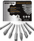 Double Cut Carbide Burr Set Eight Pieces Heavy Duty Tungsten Carbide Rotary Burrs One Quarter Inch Shank Die Grinder Bits