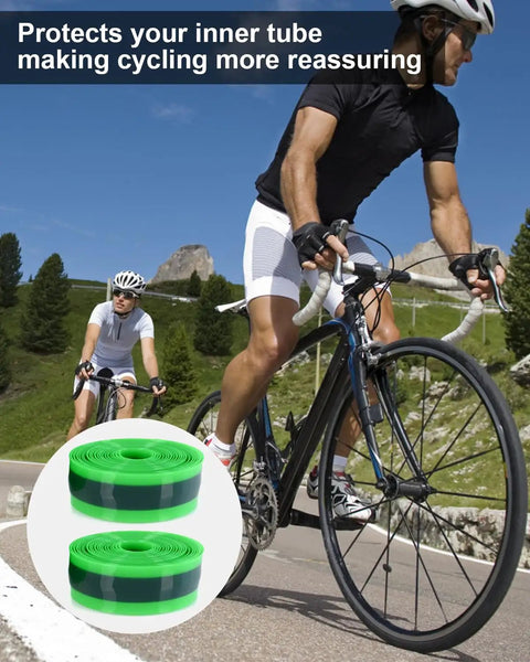 Road Bike Tire Liner Set Pair For Two Tires TPU Flat Protector Compatible With 700C 27 27.5 28 Inch Road Tires shown with cyclists