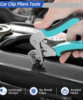 Straight Up Pro Grade Car Clip Pliers grasping a fastener on a car's surface with an ergonomic handle for easy use.