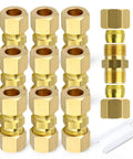 GASHER brass compression tube fittings, 1/4 in. tube OD x 1/4 in. OD, 10 pcs