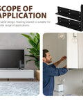 Heavy Duty Floating Shelf Brackets Wall Mount Set, 2 Pack with invisible installation, showing versatility in home applications.