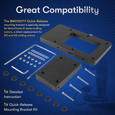 Xi Series quick-release trolling motor bracket kit and components