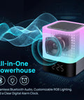 Five In One Night Light Bluetooth Speaker Alarm Clock MP3 Player With Touch Sensor LED Lamp and digital time display