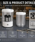 Premium Watch Cleaning Machine And Parts Dryer With 360 Degree Ultrasonic Tech, compact size 23.7 cm by 12.3 cm.