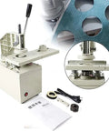 Pro Electric Curtain Punch Machine With Knives For Workshop Cutting And Punching Blinds Tools 48mm And 53mm Dies Heavy Duty showing cutting holes in fabric.