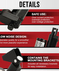 MYFULLY 12V black linear actuator with 4 inch (100 mm) stroke and mounting brackets