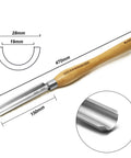 Cryo Treated M2 High Speed Steel Roughing Gouge Three Quarter Inch With Solid Beech Handle and Stainless Bolster shown with dimensions.