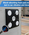 PU Leather Square Fencing Target Pad With Five Bullseyes mounted on wall, used for saber, foil, and epee training.