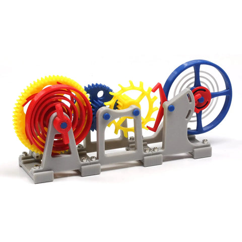 Colorful gears of 3D Printed Tourbillon Escapement Clock Model With Manual Assembly And Wind Up Movement For Realistic Desk Display Educational Toy