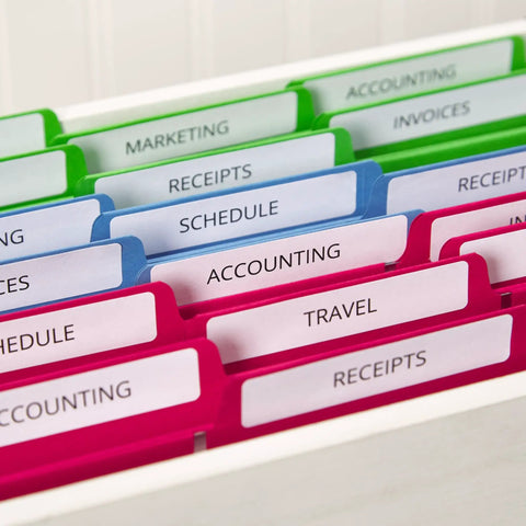 Top Shelf File Folder Labels Featuring Trueblock Coverage And Relentless Permanent Adhesive Engineered For Laser And Inkjet Printers Bulk White Sheets to organize colorful labeled folders.