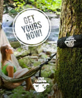 Two Person Tree Double Portable Outdoor Travel Hammock Heavy Duty For Campsites And Backyard Easy To Set Up in use by a river