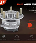 Rear Wheel Bearing And Hub Assembly With Abs And 5 Lug For Kia Sorento 2016 2017 2018 2019 2020 Fwd Only Replacement Part Drop In Ready To Install Direct Fit, showing anti-corrosion coating and five lug studs, focus on bolts.
