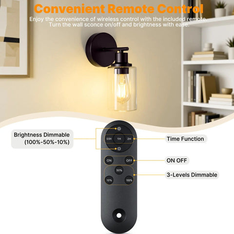 MATAMEYE Battery Operated Wall Sconce Set of 2, Rechargeable Wall Lights with remote control and glass shade